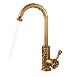 Grifo mezclador y  grifo tallado Fregadero giratorio de 360 ​​​​° Grifo de agua Cocina antigua de cobre Grifo de agua fría y caliente Fregadero de bañ en oferta