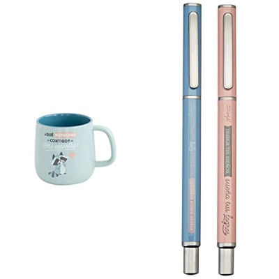 Mr. Wonderful Taza, Multicolor, 1 Unidad (Paquete de 1) + WOA03748ES Set de 2 bolis geniales para cumplir tus sueños