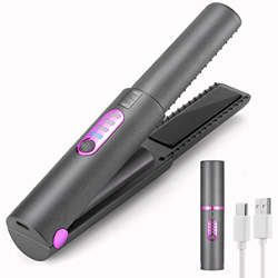 Alisador de pelo sin cables (2022 nuevos), mini plancha plana inalámbrica, para el cabello, USB C recargable, plancha plana con batería de 4800 mA, te en oferta