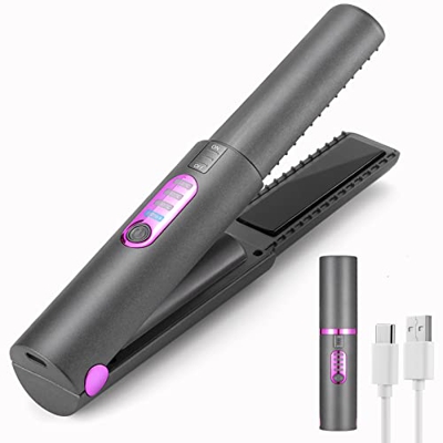 Alisador de pelo sin cables (2022 nuevos), mini plancha plana inalámbrica, para el cabello, USB C recargable, plancha plana con batería de 4800 mA, te