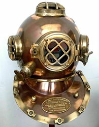 Casco de buceo antiguo Mark V de la Marina de los Estados Unidos, tamaño completo, 18 pulgadas, regalo marítimo características