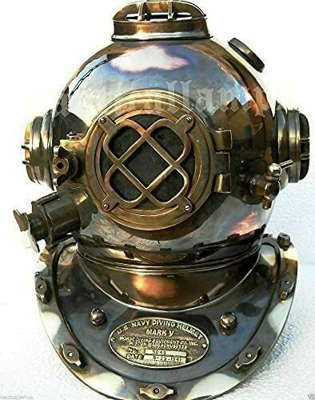 Casco de buceo de tamaño completo antiguo EE.UU de acero marino buzos casco de buceo Mark V Deep Sea Buceo regalo