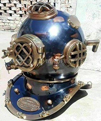 Casco de buceo antiguo de 18 pulgadas de buceo Vintage Boston Mark V EE.UU. Marina Deep Sea Divers casco réplica