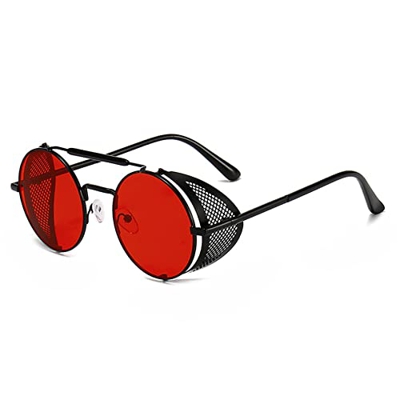 besbomig Steampunk Gafas de Sol Redondas Gafas de Sol Polarizadas Mujer Retro Gafas de Sol Hombre Moda Gafas Redondas Protección UV400 Gafas de Sol Un