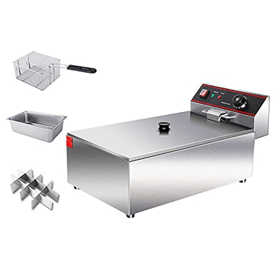 Freidora Eléctrica Comercial 3000 W Freidora De Doble Uso Y Máquina De Cocción Oden Contenedor De Grasa De Acero Inoxidable Y Bobina De Calentamiento 