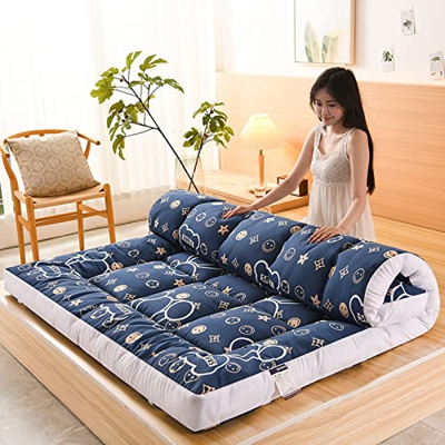 YIbing Tatami Colchón Futón, Japones Futon Plegable, 4 Pulgadas colchón de Piso de futn Extra Grueso para Adultos, Colchon Camping Enrollable, Colchón