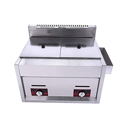 Cesta para Freidora, Freidora A Gas De 20 L, Freidora De Acero Inoxidable, Freidora Doble De Gran Capacidad, con Cesta Y Tapa, Potencia De Fuego Ajust