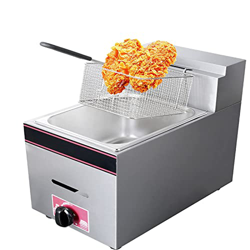 Freidora De Gas Comercial, Freidora Semiprofesional, Tanque De Aceite Único De 10 L, Potencia De Fuego Ajustable, Freidora De Glp De Acero Inoxidable, características