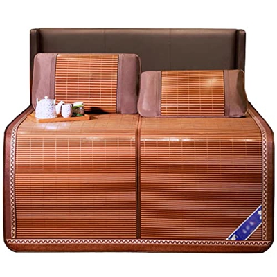Estera de Bambú Natural,Colchoneta Verano de Enfriamiento,Colchón de Dormir de Suave Transpirable,Esterilla de Paja Plegable,Uso de Doble Cara,para Ca