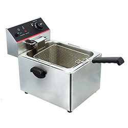 Freidora Comercial Freidoras Eléctricas De Acero Inoxidable Freidora Eléctrica Monocilíndrica con Cesta Temperatura Constante Automática, Ahorro De En precio