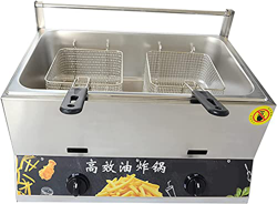 Freidora De Gas Comercial con Cesta Y Perilla De Temperatura, Acero Inoxidable Fácil De Limpiar para Cocina De Restaurante En Casa (12L) características