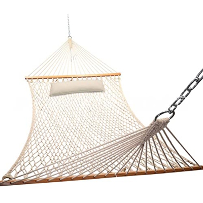 YXGLL Cuerda de algodón de Malla Hamaca Individual y Doble Ocio al Aire Libre Hamaca ensanchada y Gruesa de Malla Blanca para Patio Trasero Camping Pe
