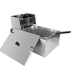 Freidora Eléctrica con Cesta Y Tapa, Freidora De Cocina De Encimera, Freidora De Acero Inoxidable para Papas Fritas, Aros De Cebolla, Pollo Frito Y Má precio