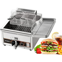 Freidora De Encimera De Gas Profesional, Freidora Comercial De Acero Inoxidable con Cesta Y Válvula De Drenaje De Aceite para Papas Fritas Restaurante en oferta
