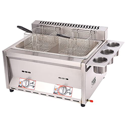 Freidora De Gas Comercial De Tanques Dobles De 16L, Freidora De Cocina De Encimera De Gas Profesional De Alta Capacidad De Acero Inoxidable para Resta en oferta