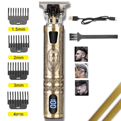 Máquina de Cortar Pelo Profesional, Cortapelos inalámbrico Hombre Cortador de Pelo Recargable con Hoja T, Recortadora de Barba de Espacio Cero con 4 P