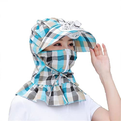 Abovehill Sombrero de té con Ventilador eléctrico para Mujer, Sombrero para el Sol a Prueba de Cara, Sombrero para el Sol para Montar en Coche eléctri