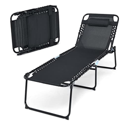 GIANTEX Amacas Playa Plegables Elevada de 40 CM con Respaldo y Reposapiés Ajustables, Almohadillas de Pies, Almohada para Playa, Camping, Piscina, Pat precio