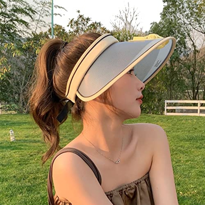 Sombrero con ventilador, sombrero para el sol, sombrero para el sol de playa de ala ancha con ventilador, gorra para ventilador con protección solar d