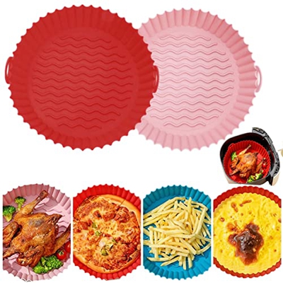 Air Fryer Silicone Pot Reusable Non-stick Air Fryer Silicone Liners Air Fryer Accessories Kitchen Air Fryers Oven Accessories Round Silicone Liners (R