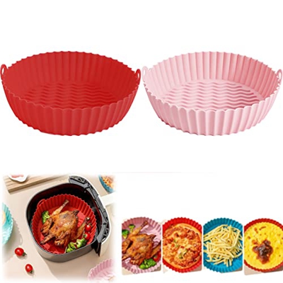 MKOP Air Fryer Silicone Pot, Easy Cleaning Air Fryer Silicone Liners, Reusable Non-Stick Air Fryer Silicone Liners, Food Safe Air Fryer Basket Oven Ac