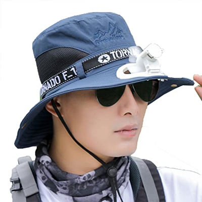 Abovehill Sombrero De Pescador Hombres Sunshade Protector Solar Anti-Ultravioleta Pesca Deportes De Montañismo con Sombrero De Letras De Fanáticos,Azu