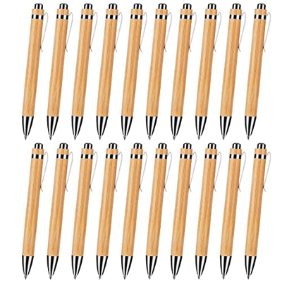 20 Piezas Bolígrafos de Madera, Escribir Pluma, Bolígrafo de Oficina, Pluma de Tubo de Bambú de Protección del Medio Ambiente de Material de Palo de B