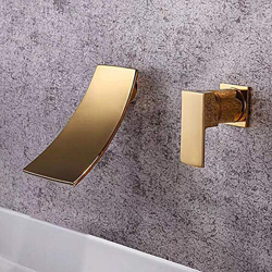 FMOPQ Grifo Mezclador Plateado Moderno Empotrado para Colgar en la Pared Cascada Agua Metal Cobre Puro Cepillado Oculto Grifo para Lavabo de Agua fría en oferta