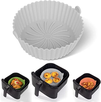 Olla de silicona para freidora de aire, reutilizable, antiadherente, forro de silicona compatible con cesta de freidora de aire COS-ORI (gris, 7.5 pul