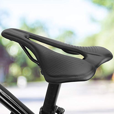 Asiento de bicicleta, sillín hueco Cojín de asiento de bicicleta de cuero de microfibra transpirable para hombres Mujeres Bicicletas de carretera de m