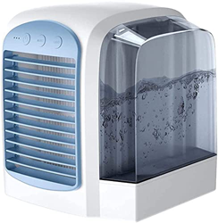 Aire Acondicionado Portatil Air acondicionador de ventilador frío, 3 en 4 mini USB Enfriador de aire espacial personal, humidificador, purificador, ve en oferta