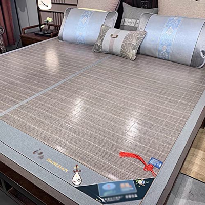 Estera de Dormir de Verano Colchoneta de Bambú Esterilla de Seda de Hielo,Ambos Lados Transpirable Enfriamiento Plegable,Colchón para Cama Doble Indiv