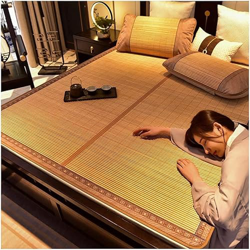 Alfombras para dormir de verano Mat de bambú al transpirable Carbonizado Mahjong, Mat de bambú dormitorio de cama doble colchón de bambú de bambú Mat  en oferta