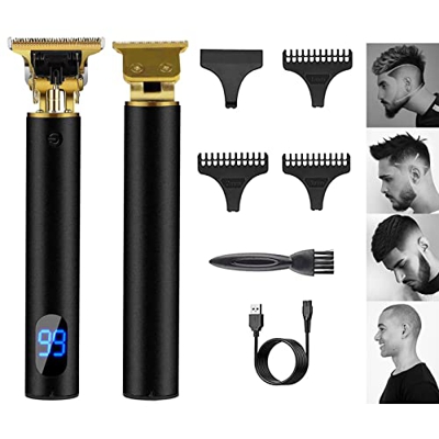 Maquina Cortar Pelo Profesional, Recargable Cortapelos Hombre con cuchilla en T, Cortadora de Pelo para Barba con 3 peines guía, Pantalla LCD Maquinil