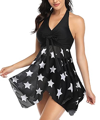 UMIPUBO Mujer Traje de Baño Tankinis Hálter Falda Push Up Bikini Conjunto de Malla Playa Ropa de Baño de Cintura Alta Ropa De Playa Tops y Braguitas B