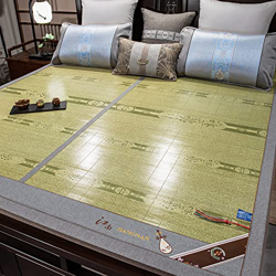 HAOMENGG Colchón Bamboo Colchoneta para Colchón,Estera de Dormir De Antideslizante Transpirable,Esterilla de Bambú de Hielo,Estera De Bambú Natural,Su características