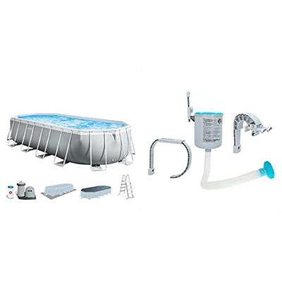 Intex 26798NP - Piscina Desmontable Ovalada intex Prism Frame 610 x 305 x 122 cm con depuradora, Multicolor + Skimmer Filtro 3.028 l/h Easy Set-Metal 