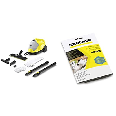 Kärcher 1.512-450.0 SC 4 EasyFix - Limpiadora de Vapor Manual, 2000W, 0.5 / 0.8L, Color Negro/Amarillo + Polvo descalcificador RM 511 (6x17 g) (6.295-