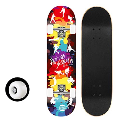 Skateboards for Kids Ages 6-12, Skateboard 31 Inch Complete Standard Skateboards for Beginners With 7 Layers Maple, Double Kick Concave Skateboards fo