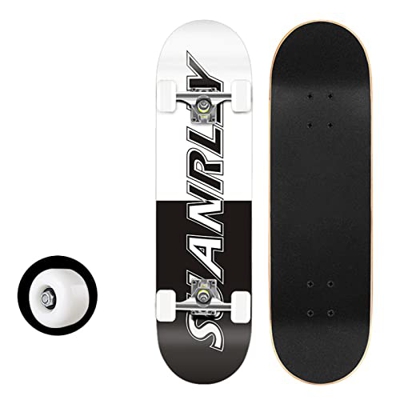 yeSQmi Skateboards for Beginners, 31 Inch Four-Wheeled Skateboard Standard Skateboard Complete Skateboards, 7 Layer Maple Double Kick Deck Concave Cru