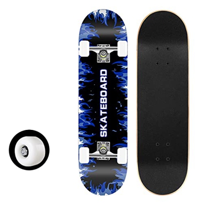 Skateboards for Kids Ages 6-12, Skateboard 31 Inch Complete Standard Skateboards for Beginners With 7 Layers Maple, Double Kick Concave Skateboards fo