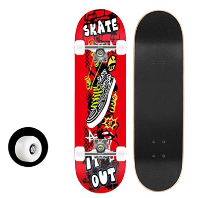 Skateboards for Kids Ages 6-12, Skateboard 31 Inch Complete Standard Skateboards for Beginners With 7 Layers Maple, Double Kick Concave Skateboards fo