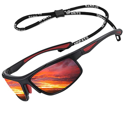 Perfectmiaoxuan Gafas de sol polarizadas Hombre Mujer Conduciendo Ciclismo Pescar Escalada Marco irrompible TR90 Correa para gafas deportivas Cordón c