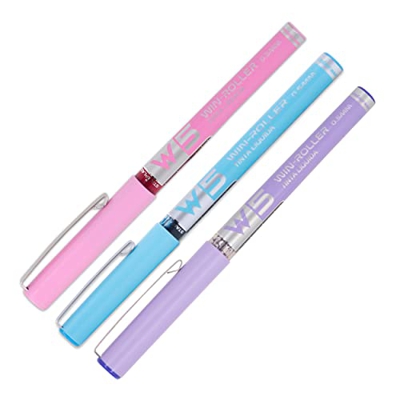 3 BOLÍGRAFOS W5 TINTA LÍQUIDA STARPLAST - Pigmento profesional, larga duración, punta fina 0.5mm para escribir - TURQUESA - LILA - ROSA