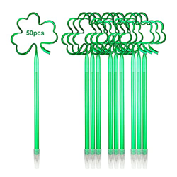 50 bolígrafos para el día de San Patricio, bolígrafos de trébol, bolígrafos de plástico, para fiestas de trébol, para la escuela, niños, suministros d en oferta
