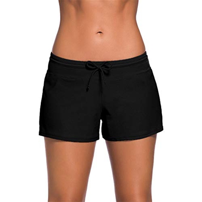 Kfnire Shorts de Natación Mujer Shorts de Baño Secado Rápido Estilo Boyleg División Lateral Mujer Playa Surf Essential Bikini Short Deportes Acuáticos