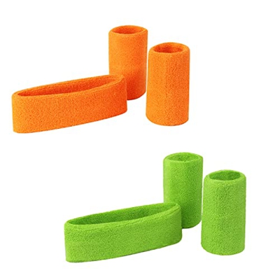 Juego de 6 piezas de banda para el sudor naranja verde fluorescente que incluye banda para la cabeza deportiva y muñequera para gimnasio Deportes Corr