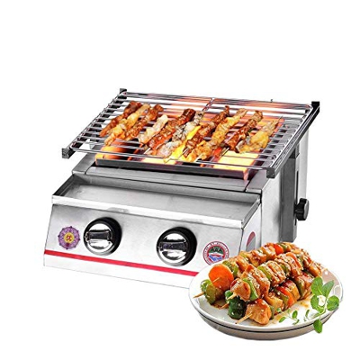 Parrilla De Barbacoa De Gas De Acero Inoxidable Comercial para El Hogar, Dos Quemadores, Barbacoa Al Aire Libre, Protector De Vidrio, Altura Ajustable