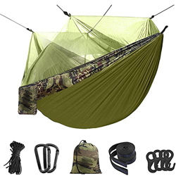 Hamaca Doble Grande para Acampar con mosquitera, hamacas portátiles de Nailon para 2 Personas o 700 Libras, Supervivencia y Viaje para mochileros al A en oferta