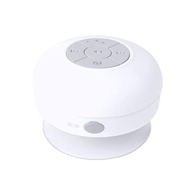 Pack 10 Altavoces Resistentes al Agua. Altavoz Bluetooth Waterproof con Ventosa. Regalos Boda Bautizo Comunion. Detalles Invitados (Blanco)